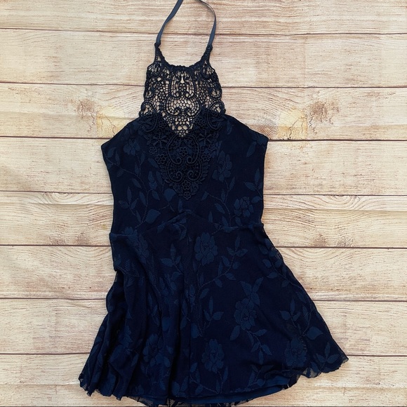 Navy Blue Free People halter top - Picture 1 of 4